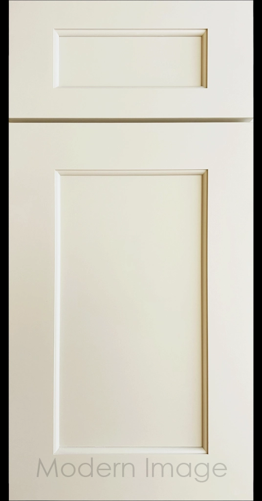 Carlsbad II Shaker kitchen cabinets with distinct line detailing in a canvas color.